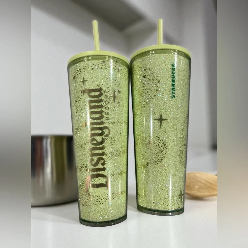 NEW Disneyland Logo Starbucks Cold Cup Tumbler – Tinker Bell Green, 24oz